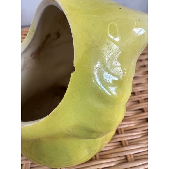 Vintage 50's Yellow Ceramic Cat Kitten Planter Pot Vase Kitsch Retro - Picture 11 of 14